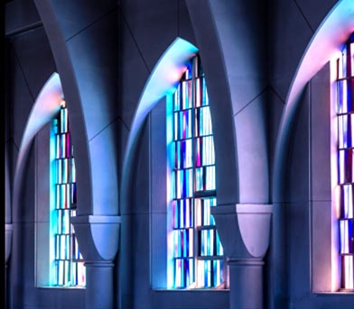 Stain glass windows in a church