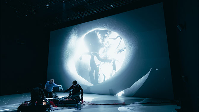 Content creators showcasing their works at ‘The Black Box’ immersive theater. (Photo credit: 2023 Taipei Digital Art Festival) 