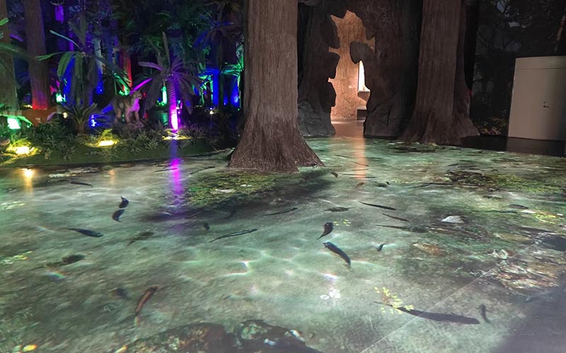 Massive floor projections in the Glowing Dragon Walk experience zone deliver immersive experiences for visitors 