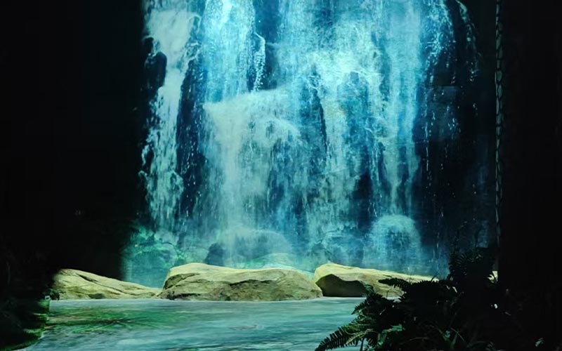 Waterfall projection experience zone