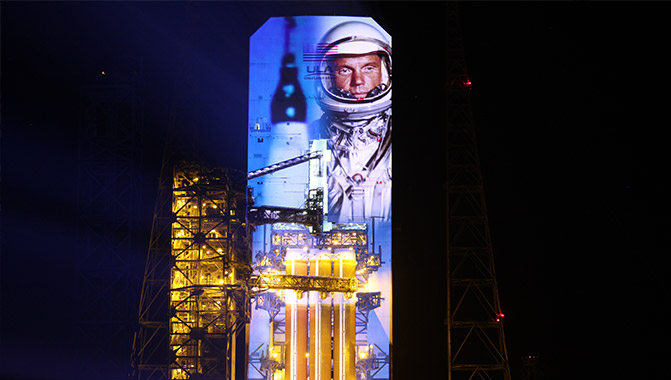 Christie&reg; pure RGB laser projectors helped to mark the impending launch of United Launch Alliance&rsquo;s (ULA) Delta IV Heavy rocket at Cape Canaveral with the first ever 3D projection mapping on an operational rocket by PaintScaping.